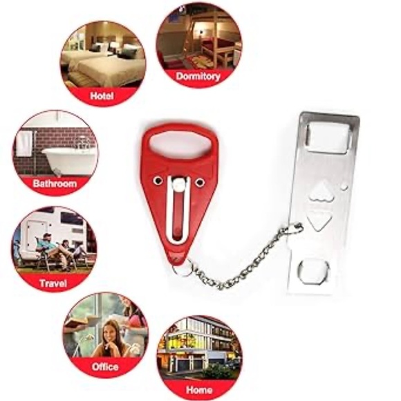 Red and Silver Key and Card Holder with Chain - Picture 6 of 8